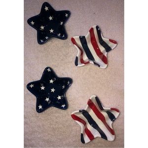 Pier 1 Imports Stars and Stripes American Flag Condiment Bowls / Ramekins